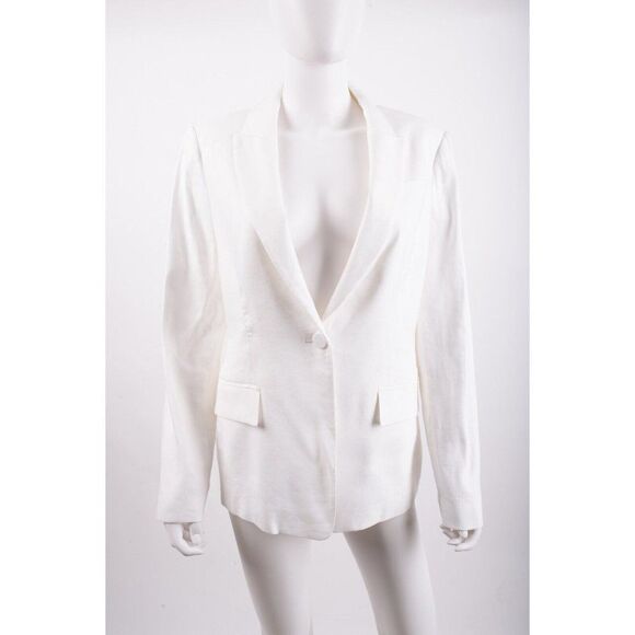 Milly Womans Avery Suit Coat Jacket Blazer Size 6 White Linen Blend NWT